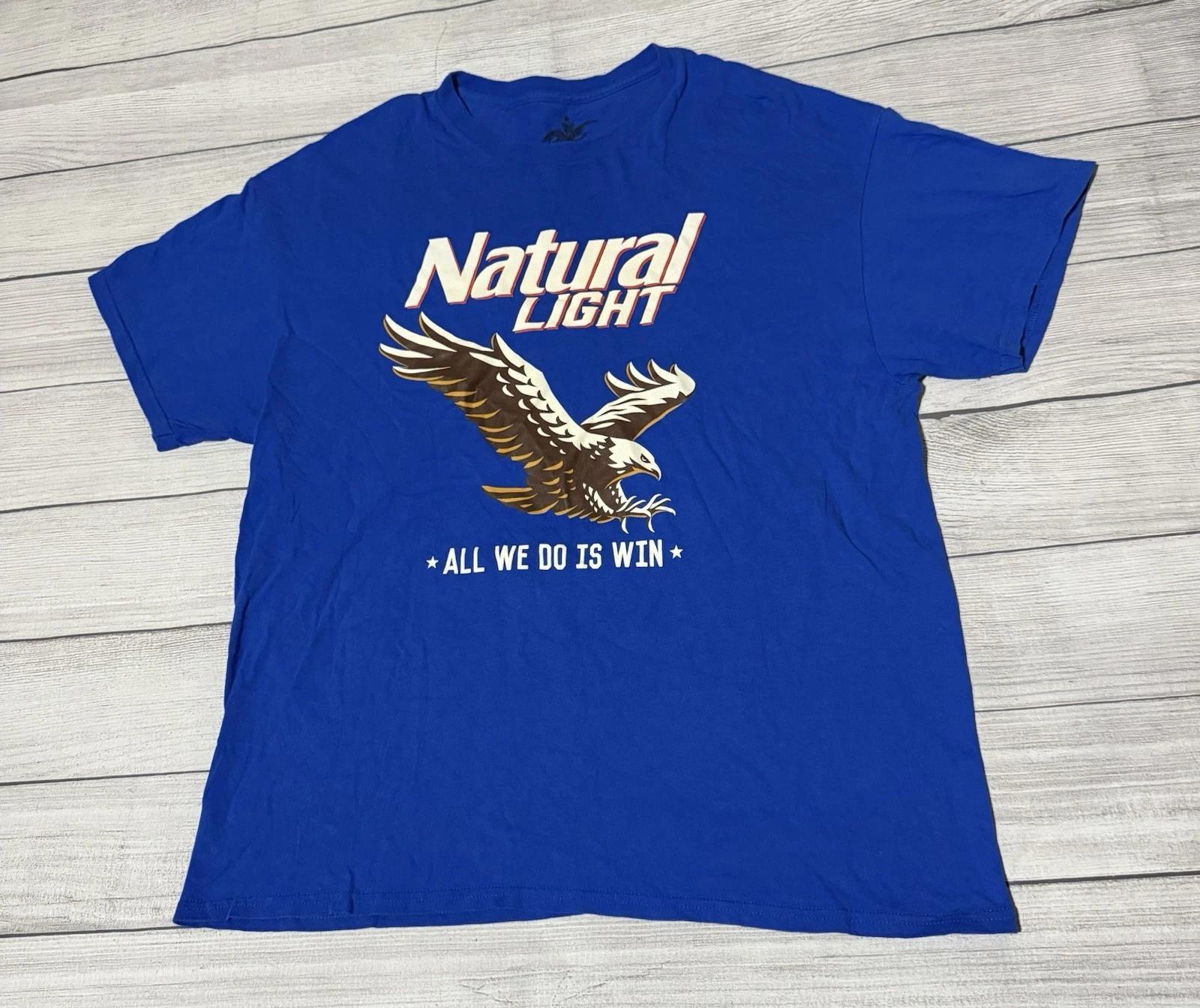 

NATURAL LIGHT BEER All We Do Is Win Eagle Graphic T Shirt Size XL Blue 2XL