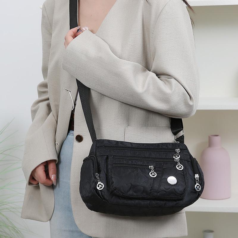 

Bag Women s Versatile Messenger Bag Multi-compartment Fashion Shoulder Bag Women s Bag Solid Color Zipper Oblique Cross Women s Mom Bag Tide чёрный