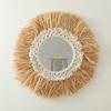 Lustro ścienne z plecionego sznurka bawełnianego Boho Lustro do makijażu z rafii Lustra wiszące do garderoby Dekoracja salonu łazienki 55KF