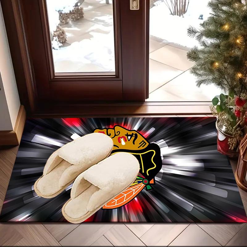 Chicago-Blackhawks Logo Bereichsteppich Geeignet für Innen- und Außenbereiche, Teppiche für Küchen, Häuser, Büros, Wohnzimmer, Heimdekoration, Weihnachtsgeschenk