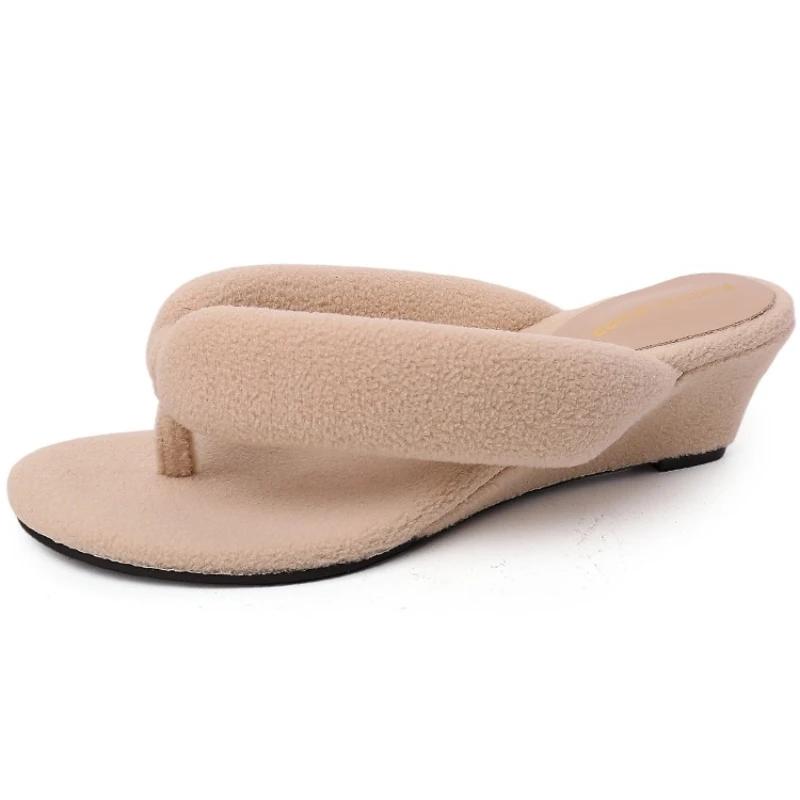 Summer Design Clip Toe Women Slippers Wedges Heel Party Dress Ladies Shoes Zapatos Mujer