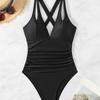 New Backless Wrinkled Strap-up High-waisted Bikini One-piece Swimsuit Swimsuit Women