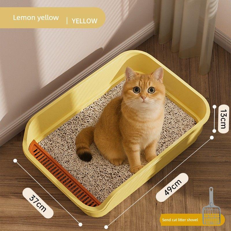 

Новое поступление Лоток для кошек Брызгозащищенный Увеличенный Кошачий туалет Полузакрытый Открытый Гигантский Лоток для кошачьего наполнителя Товары для питомцев Lemon yellow medium (49cm)