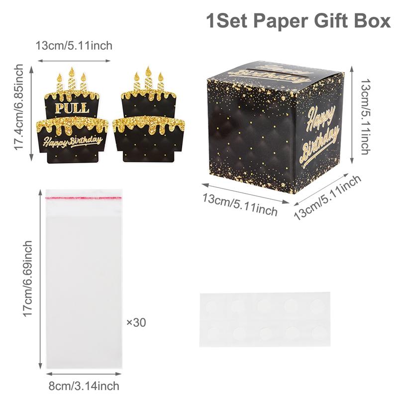Schwarzgoldene Geburtstags-Geldschein-Geschenkbox „Happy Birthday“ Bargeld-Geschenkbox Bargeld Rosagold Geldscheinklammer Überraschungs-Geburtstagsparty-Zubehör