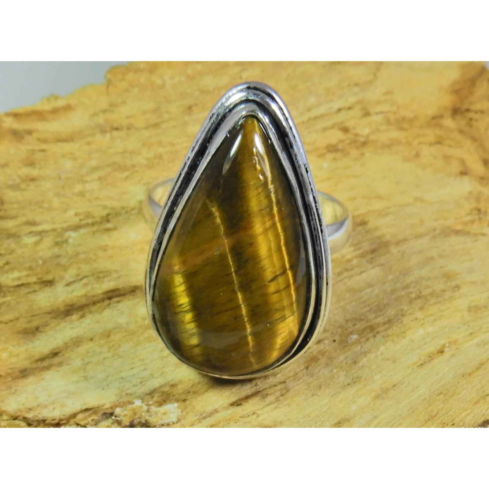 

Natural Tiger Eye 925 Solid Sterling Silver Ring Size US-8 PG-111