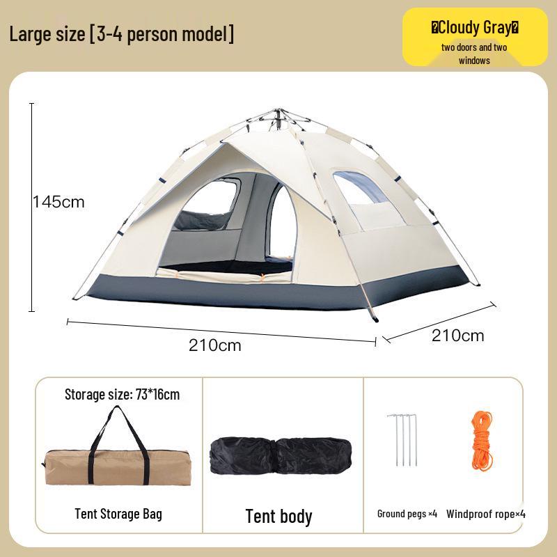Portable Fully Automatic Quick-Open Camping Tent with Sun Protection and Rainproof Features