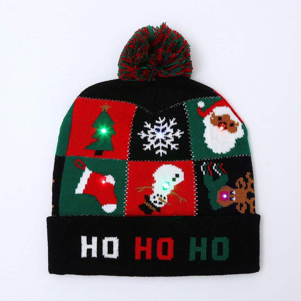 Unique Patterned Christmas Beanie Hat With Bright Led Lights For Winter Cheer