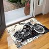 VIKAMA Motorcycle Flannel Rug, Non-Slip Absorbent Doormat for Entryway, Garage & Bathroom, Soft Home Decor Carpet