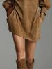 European & American Elegant Retro Solid Long Sleeve Zipper Stand Collar Dress 2025