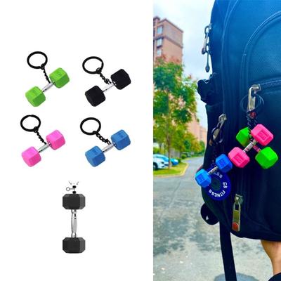 PVC Zinc Zinc Alloy Sports Key Ring Hanging Ornament Barbell Pendant Dumbbell Keychain Backpack Decorative