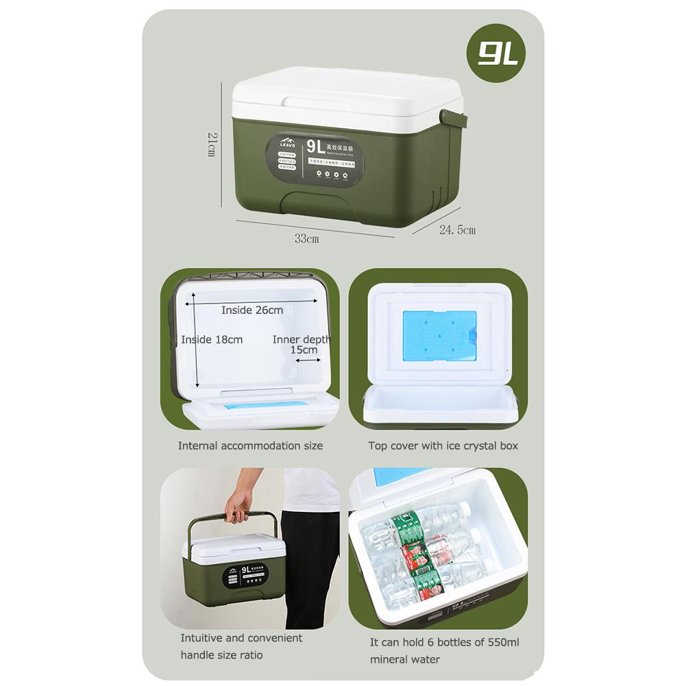 6/9L Camping Auto Kühlschrank Wärme Erhaltung Mini Gefrierschrank Kühlschrank Tragbare Grill Isolierung Box für Outdoor Camping Angeln