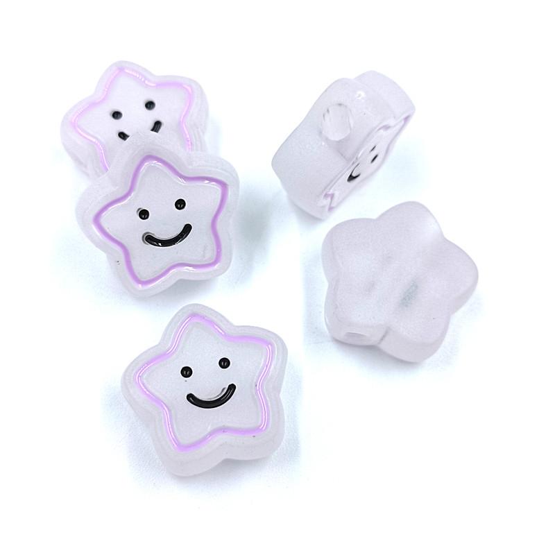 5 Stück Acrylperlen in Bonbonfarben, lächelnder Stern, für die Schmuckherstellung, DIY-Halsketten, Armbänder, lose Abstandsperlen, Zuckerguss, handgefertigte Accessoires