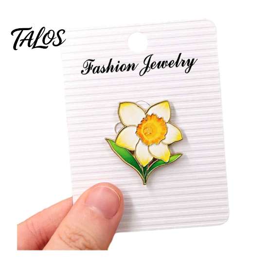 Durable Metal Brooch Enamel Floral Pin for Women, Daffodil Hyacinth Tulip Daily Wear Jewelry Lapel Pin, Decorative Badge Clothing Bags Scarves