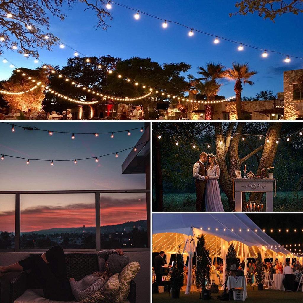 G40 Tungsten Filament String Lights, Plug-in 110V/220V, Ideal for Wedding and Courtyard Decoration, Indoor Hanging Atmosphere Lighting.