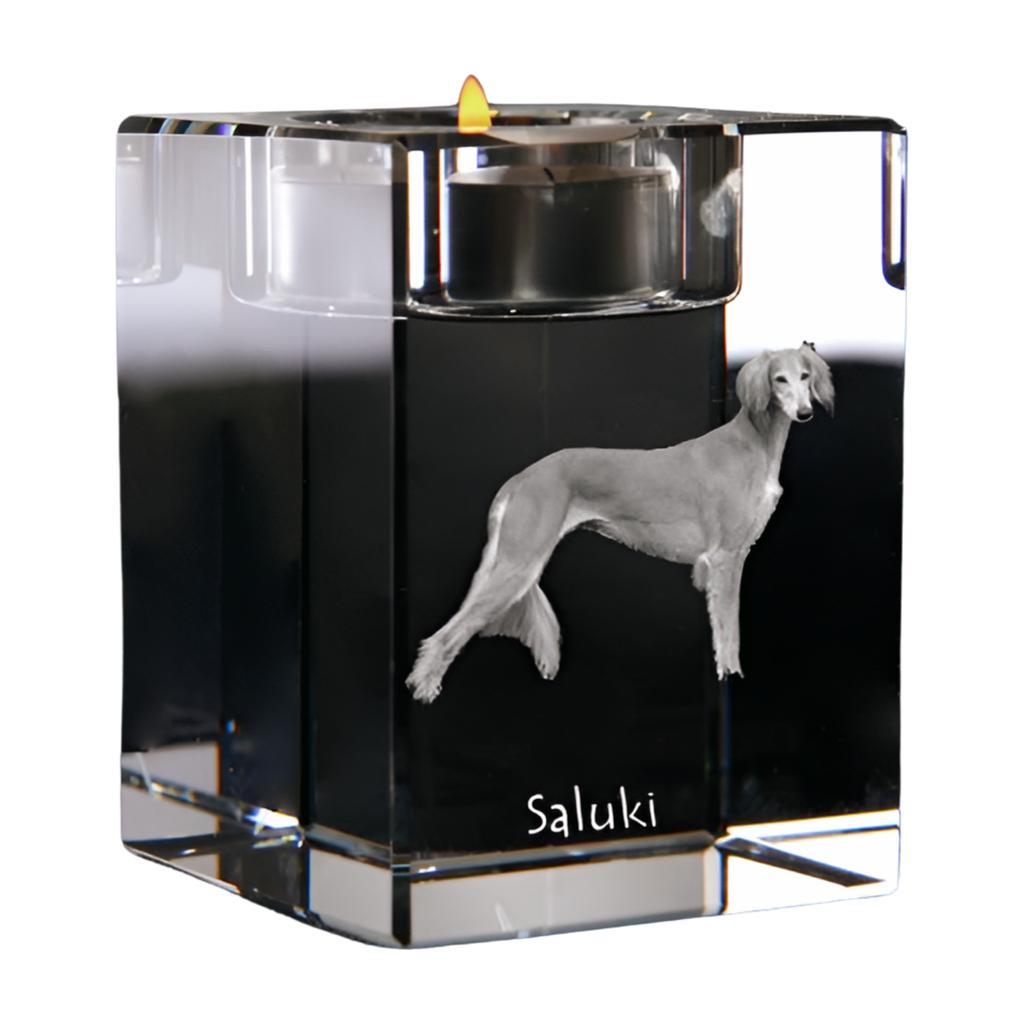 Saluki, Persian Greyhound, Arabian hound, Gazelle hound I – Candle holder with dog photo, crystal tealight holder | Art-Dog