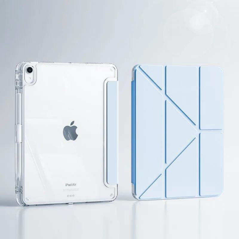 Effen Kleur Blauw Paars Voor iPad Hoes iPad Air 4 5 6 Pro 11 12.9 13 M4 10.9 Mini 7 6 Smart Y Gevouwen Rand Hoes met Penhouder iPad5 6 Air1 2 9.7in blauw