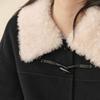 SEIFINI Women's Fur Collar Toggle Button Wool Blend Coat