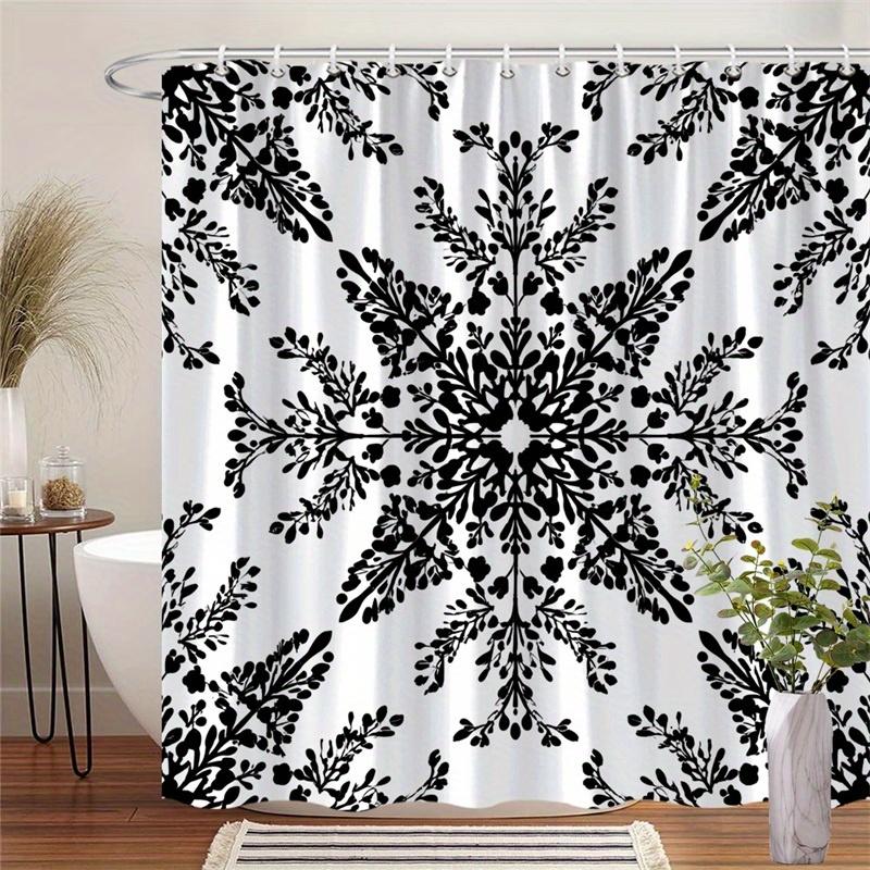 

1Pc Starburst Floral Shower Curtain, Machine Washable Polyester Fabric With Hooks, Suitable For Bathroom Decoration W60H190(CM)-1 Pcs