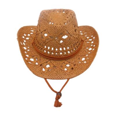 Hollow Breathable Spring And Summer Windproof Sun Hat Simple Travel Beach Travel Cowboy Straw Hat