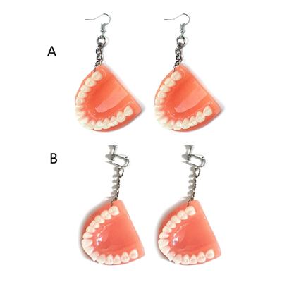 Novelty Dental Teeth Earrings Funny 3D Tooth Model Hook Earrings False Teeth Drop Earrings Jewelry Decor Gift for Women