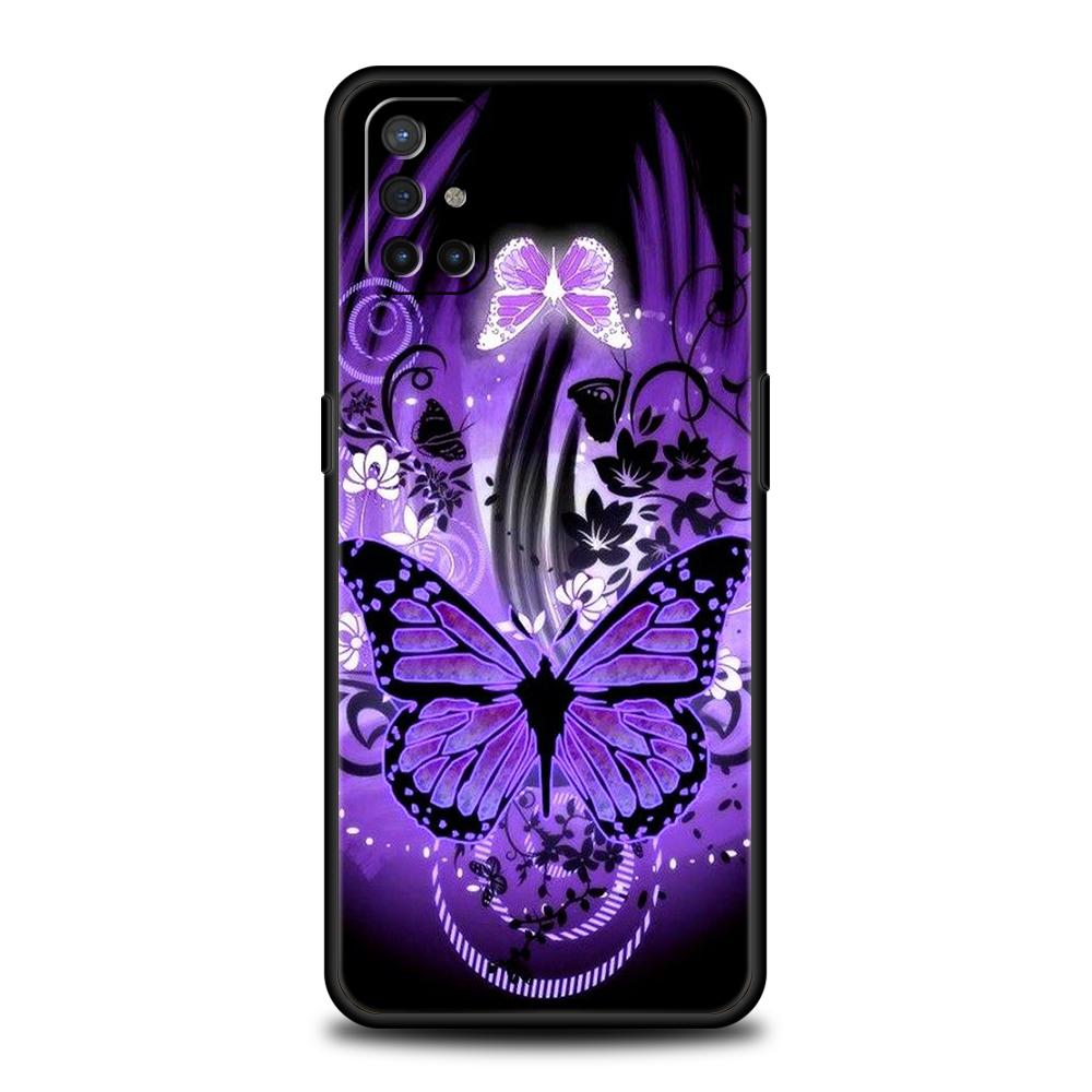 Phone Case For Oneplus 13R 12R 13 12 10T 10R Nord N100 N200 N10 10 9 9R 9RT CE 2 Z Pro 5G Soft TPU Cover Art Purple Butterfly