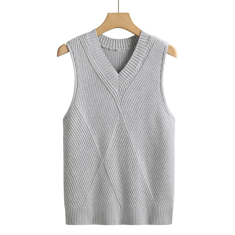 Women's Pure Cotton Knitted Sweater Vest Static-free Knitted Sweater Vest Korean Style Slim Fit Versatile Sleeveless Top