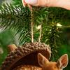 Forest Acorn Animal Ornaments 2D Acrylic Hanging Charm Cute Squirrel Deer Fox Decor for Car Mirror Home And Christmas Tree