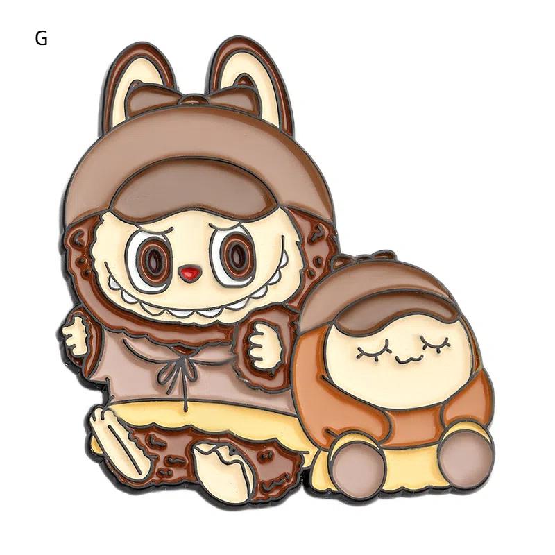 Anime Cute Enamel Labubu Brooch Cartoon Metal Studen Badge Pins Jewelry Brooches Men Women Backpack Jewelry Accessories