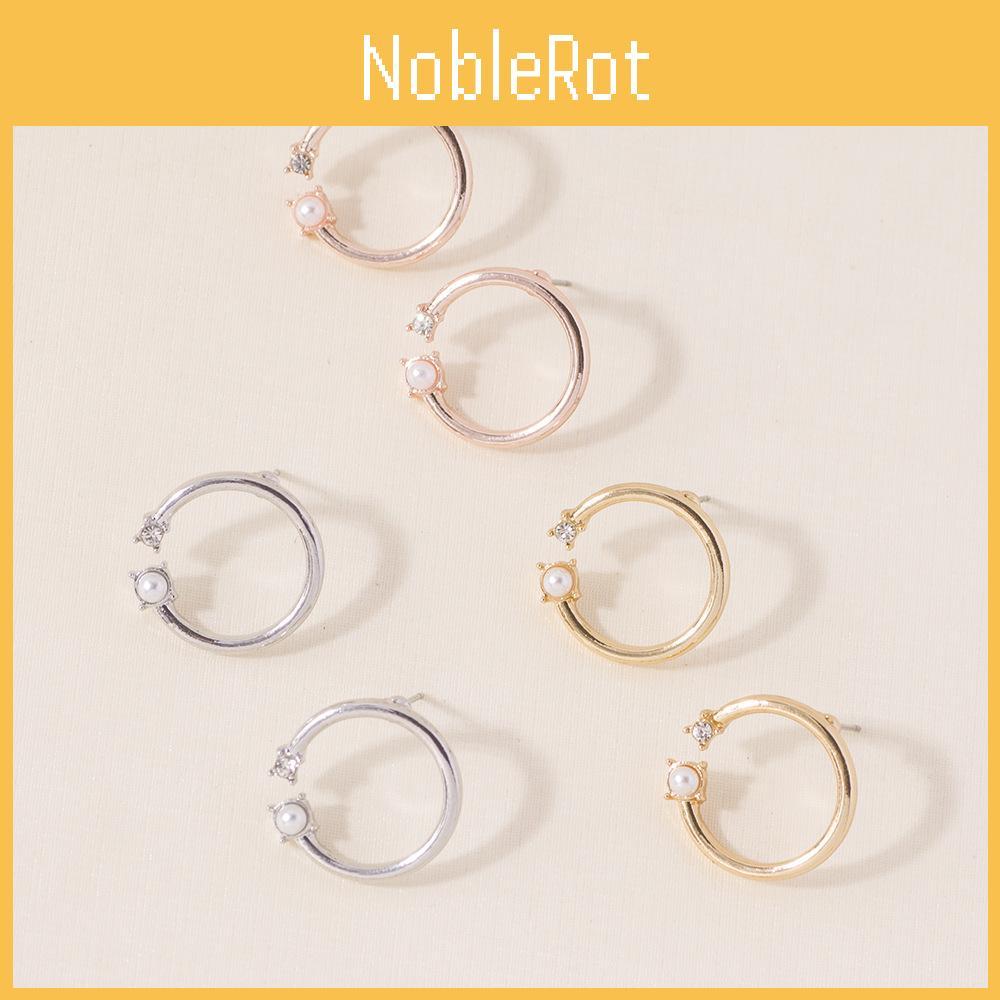 Classy Pearl Round Stud Earrings Alloy Material Trendy Jewelry