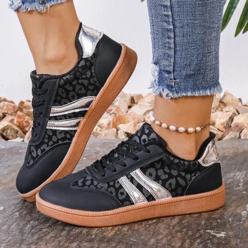 Designer Sexy Leopard Print Platform Leather Sneakers Women Soft Bottom Board Shoes Fashion Female Zapatillas De Deporte
