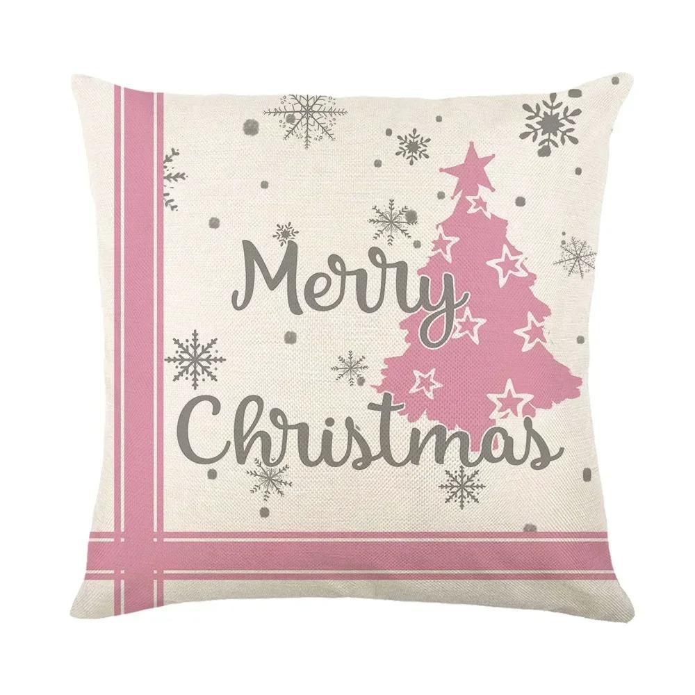 Christmas Day Party Decoration Pillowcase Santa Claus Dwarf Snowman Print Pillow Cover Sofa Room Home Decoration Christmas Gift