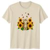 Kitten Sunflower Butterfly Unisexs TShirt Nature Cat Birthday Gift For Her