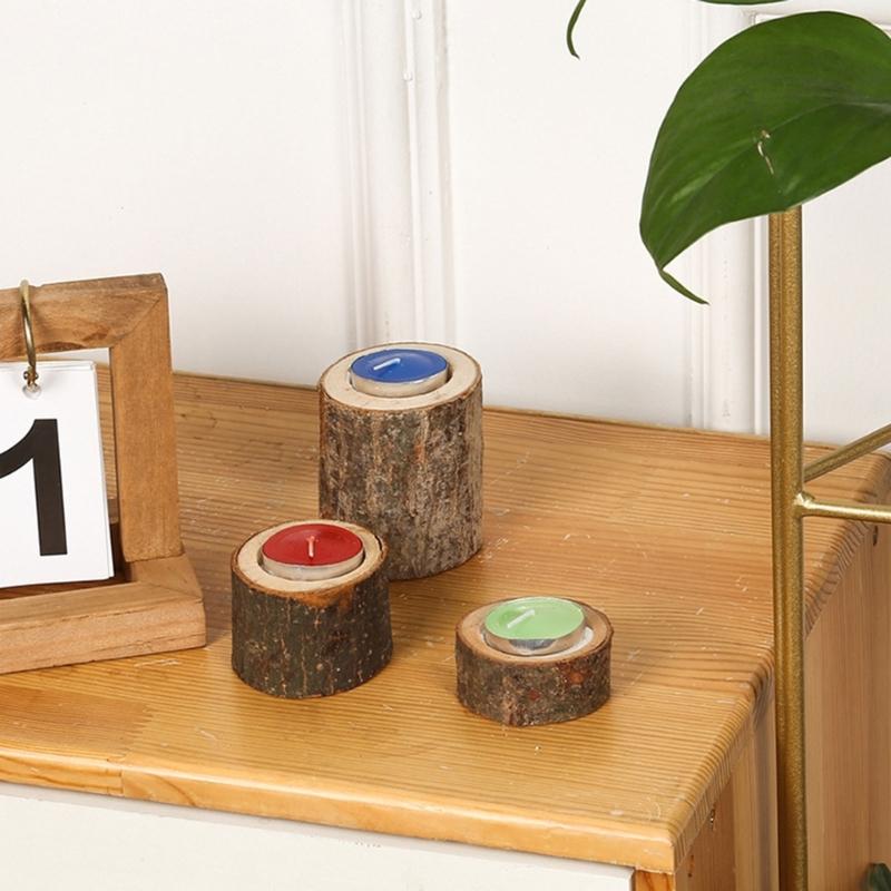 Candle Holder Wood Color Candle Stand Table Decoration Valentine's Day Wedding Home Decor Aesthetics 3PCS