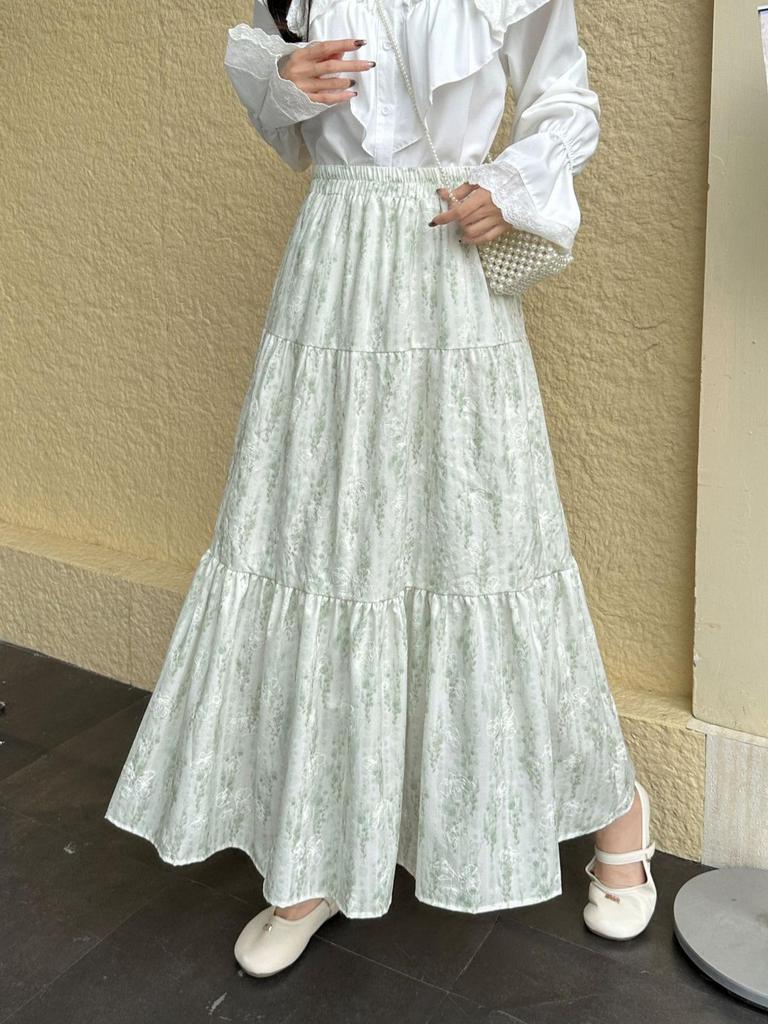 French Sweet Embroidered High-Waist A-Line Dress