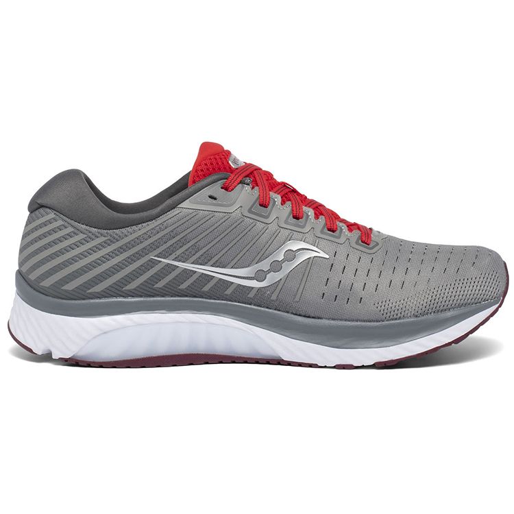 SAUCONY Guide 13 Stability Comfortable Mesh Non-Slip Support Lightweight Low-Top Casual Running Shoes Men Sneaker Gray Red S20548-30