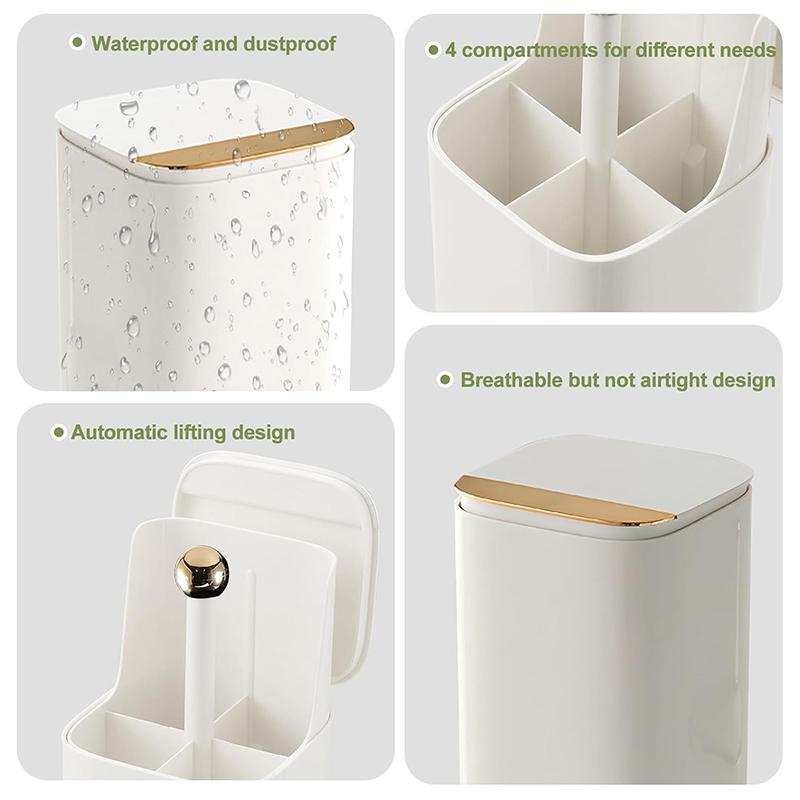 Automatic Lifting Makeup Brushes Holder Dustproof Makeup Brush Holder Desktop Makeup Tools Lipstick Eyebrow Pen Holder Container