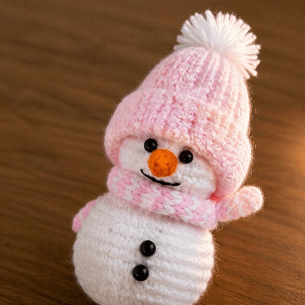 Finished Knitted Hand-Crocheted Snowman Soft Knitting Yarn Crochet Ornament Family Friends Gift
