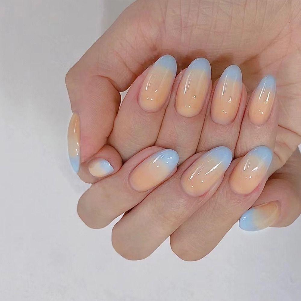 

24pcs/Box Cusp Circle Press on Nails Medium Almond Nail Plate Glitter Fake Nails Women
