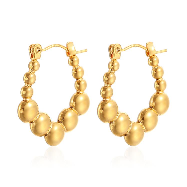 18K Gold-Plated Irregular U-Shaped Stainless Steel Earrings for Women