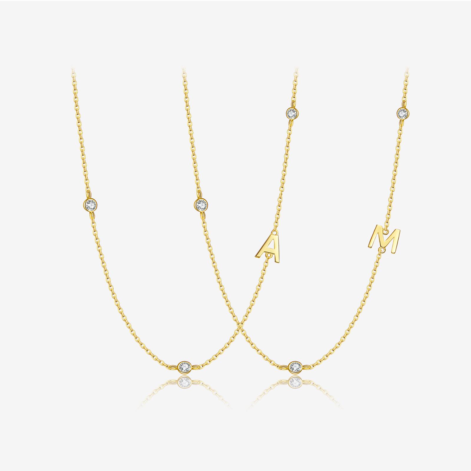 

S925 Sterling Silver Smooth Clavicle Chain Necklace for Women - Fashionable New Hot Jewelry with 26 English Letters. S925 Silver