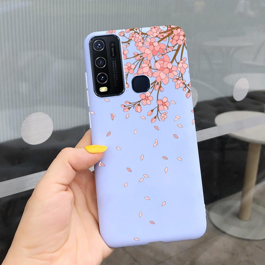 Fashion Cute Flower Milk Silicone Case For Vivo Y30 1938 Y50 1935 Black Soft TPU Phone Cover For Vivo Y 30 50 Y30 2020 Back Case