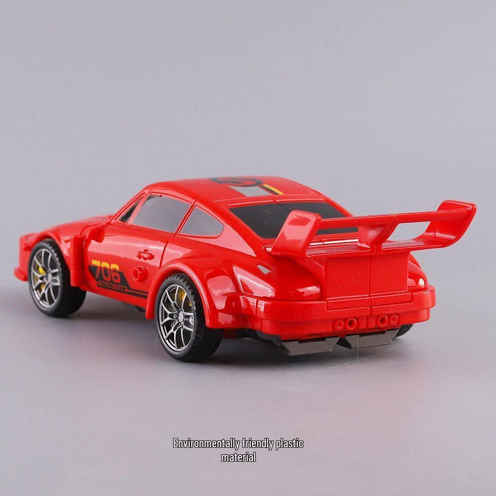 Transforming Robot Racing Car: Child's Inertial, Drop-Resistant Sports Model