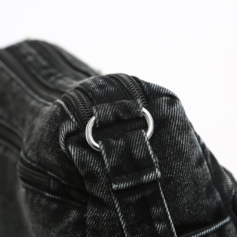 Vintage džínová taška přes rameno Dámská crossbody taška Vícekomorová taška pro maminky