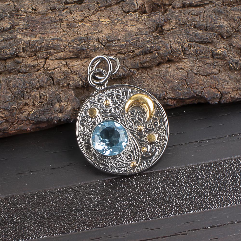 Sky Blue Topaz Gemstone Pendant, Handmade Gorgeous Jewelry, 925 Solid Sterling Silver Jewelry, Bohemian Pendant For Wedding Gift