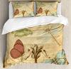 Dragonfly Flower Leaf Insect Butterfly Duvet Cover Bed Bedding Set Home Quilt Cover Pillowcases Bedroom Bedding Set No Sheet