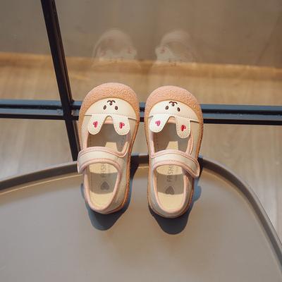 Korean Children Shoes Embroidery Kids Fashion Bunny Ear Canvas Shoes 2024 Spring and Summer New Casual Hook & Loop Shallow Flats