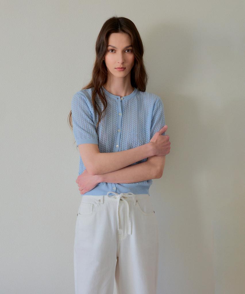 THEELO Diamond Pattern Cardigan (Light Blue)