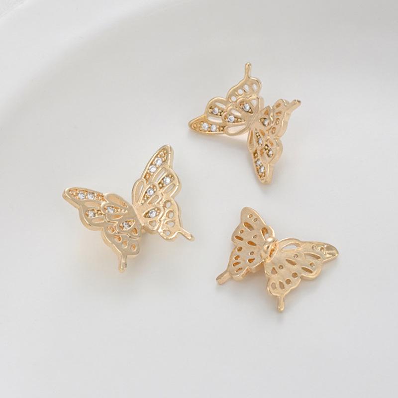 14K Gold-Filled Zircon-Set Band with Butterfly Spacer Beads for DIY Jewelry: Bracelet, Necklace, Pearl Accessories