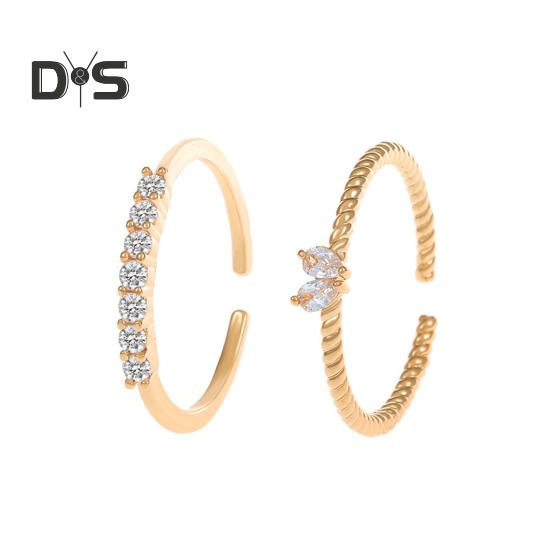 

2/4 шт. Кольцо на палец в форме сердца, сияющее, с кубическим цирконием, инкрустированное, регулируемое, с отверстием для пальца, ювелирный аксессуар золотистый