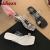 Fashion 2025 New Ladies Wedges Heels Pumps Slides Shoes Female Slip On Footwear Fashion Shallow Women Heeled Sandals Crystal Shoes